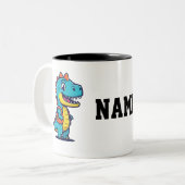 かわいい恐竜のコーヒーマグカップ - 楽しい恐竜のドリンクウェア ツートーンマグカップ (正面左)