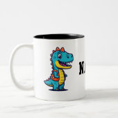 かわいい恐竜のコーヒーマグカップ - 楽しい恐竜のドリンクウェア ツートーンマグカップ (左)