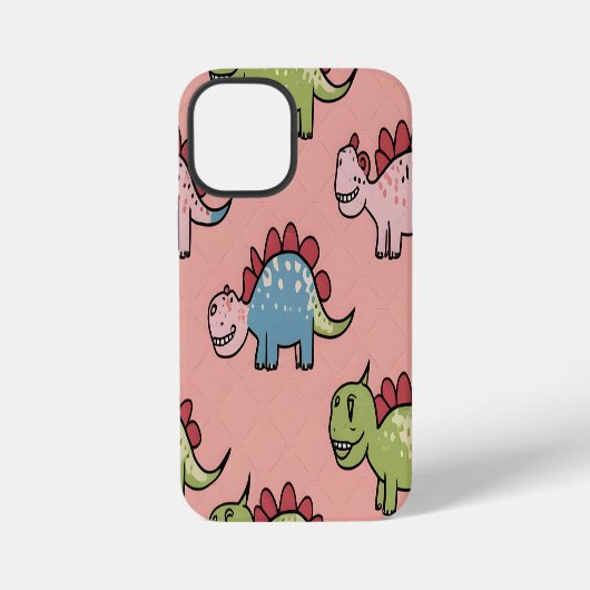 かわいい恐竜のシームレスパターン iPhoneケース (裏面)
