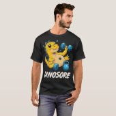 かわいい恐竜のジム フィットネス ウェイトリフティング Tシャツ (正面フル)