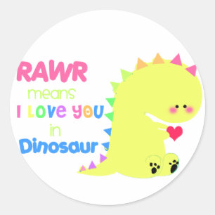 かわいい恐竜のステッカーRAWR ラウンドシール