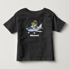 かわいい恐竜のセスナ飛行機、名入れ対応 トドラーTシャツ