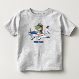 かわいい恐竜のセスナ飛行機、名入れ対応 トドラーTシャツ