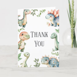 かわいい恐竜のテーマの誕生日お礼カード（子供用） サンキューカード