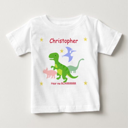 かわいい恐竜のデザイン ベビーTシャツ (正面)