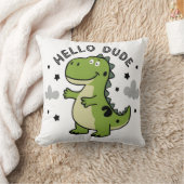 かわいい恐竜のデザイン　子供+キッズ向け「Hello Dude」 クッション (ブランケット)