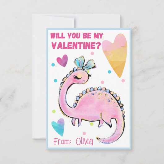 かわいい恐竜のバレンタイン子供へカードは私のものだ ノートカード (正面)