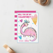 かわいい恐竜のバレンタイン子供へカードは私のものだ ノートカード (正面/裏面インサイチュ)