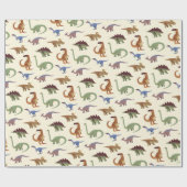 かわいい恐竜のパターンのクリスマス休暇 ラッピングペーパー (フラット)