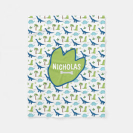 かわいい恐竜のブルースと緑 フリースブランケット