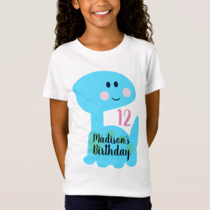 かわいい恐竜のブルー誕生日パーティー Tシャツ