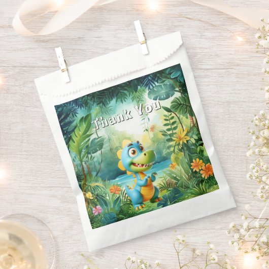 かわいい恐竜のプチギフトバッグ フェイバーバッグ (クリップ留めされた状態)