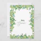 かわいい恐竜のベビーシャワー 緑の恐竜の招待状 招待状 (裏面)