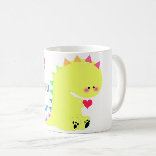 かわいい恐竜のマグのコップRAWR コーヒーマグカップ (正面右)