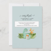 かわいい恐竜のママの葉ベビーバーチャルシャワー 招待状 (裏面)