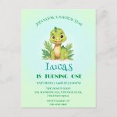 かわいい恐竜のワイルドジャングル動物園の誕生日パーティーの少年たち ポストカード (正面)