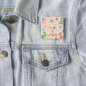 かわいい恐竜の世界 - 四角いボタン 缶バッジ (インサイチュ)