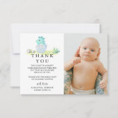 かわいい恐竜の写真ベビーシャワー サンキューカード (正面)