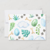 かわいい恐竜の写真ベビーシャワー サンキューカード (裏面)