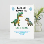 かわいい恐竜の動物の誕生日パーティーの招待状 招待状 (スタンド正面)