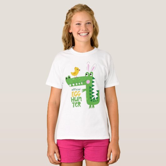 かわいい恐竜の卵ハンターTシャツ Tシャツ (正面フル)