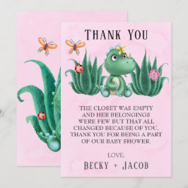 かわいい恐竜の友人ベビーシャワーサンキューカード サンキューカード