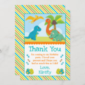 かわいい恐竜の友達の子供の誕生日 サンキューカード (正面/裏面)