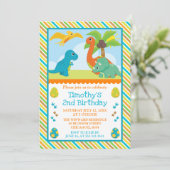 かわいい恐竜の友達の子供の誕生日 招待状 (スタンド正面)