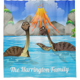 かわいい恐竜の名前をカスタムするのシャワー・カーテン シャワーカーテン