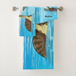 かわいい恐竜の名前をカスタムするタオルセット バスタオルセット