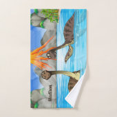 かわいい恐竜の名前をカスタムするタオルセット バスタオルセット (ハンドタオル)