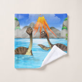 かわいい恐竜の名前をカスタムするタオルセット バスタオルセット (ウォッシュタオル)