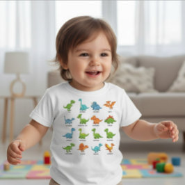 かわいい恐竜の名前 教育  ベビーTシャツ