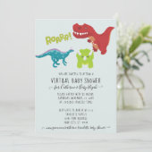 かわいい恐竜の吠える少年ベビーバーチャルシャワー 招待状 (スタンド正面)