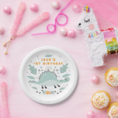 かわいい恐竜の咆哮の誕生日パーティー ペーパープレート (パーティー)