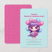 かわいい恐竜の女の子の誕生日招待状 招待状 (正面/裏面)