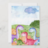 かわいい恐竜の女の子の1歳の誕生日パーティー招待状 招待状 (裏面)