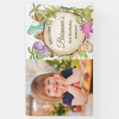 かわいい恐竜の女の子誕生日ベビーシャワーへようこそ 横断幕 (縦)