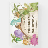 かわいい恐竜の女の子誕生日赤ちゃんシャワー背景 横断幕 (縦)