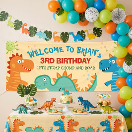かわいい恐竜の子供の誕生日バナー 横断幕