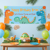 かわいい恐竜の子供の誕生日バナー 横断幕