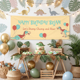 かわいい恐竜の子供の誕生日バナー 横断幕