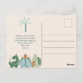 かわいい恐竜の子供の誕生日パーティーありがとう ポストカード (裏面)