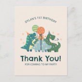 かわいい恐竜の子供の誕生日パーティーありがとう ポストカード (正面)
