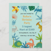 かわいい恐竜の子供の誕生日パーティー招待状 招待状 (正面/裏面)