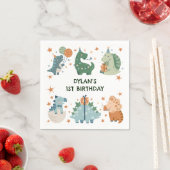 かわいい恐竜の子供の誕生日パーティー スタンダードカクテルナプキン (インサイチュ)