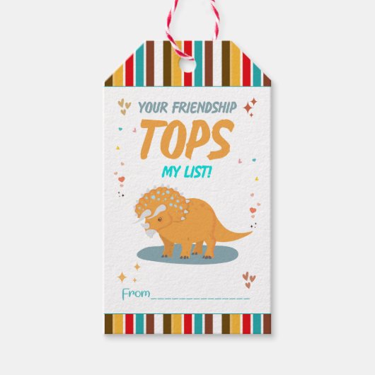 かわいい恐竜の子供バレンタインデーの友達 ギフトタグ (正面)