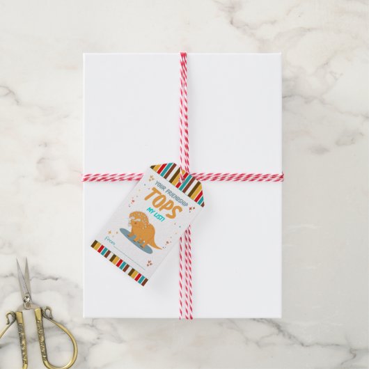 かわいい恐竜の子供バレンタインデーの友達 ギフトタグ (より糸付き)