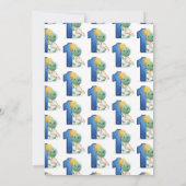 かわいい恐竜の宇宙飛行士1歳の誕生日パーティー 招待状 (裏面)