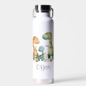 かわいい恐竜の家族のパーソナライズされた子供 ウォーターボトル (正面)